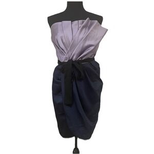 WHITE By VERA WANG Womens Sz 10 Short Draped Satin Purple/Navy Bridesmaid Dress‎